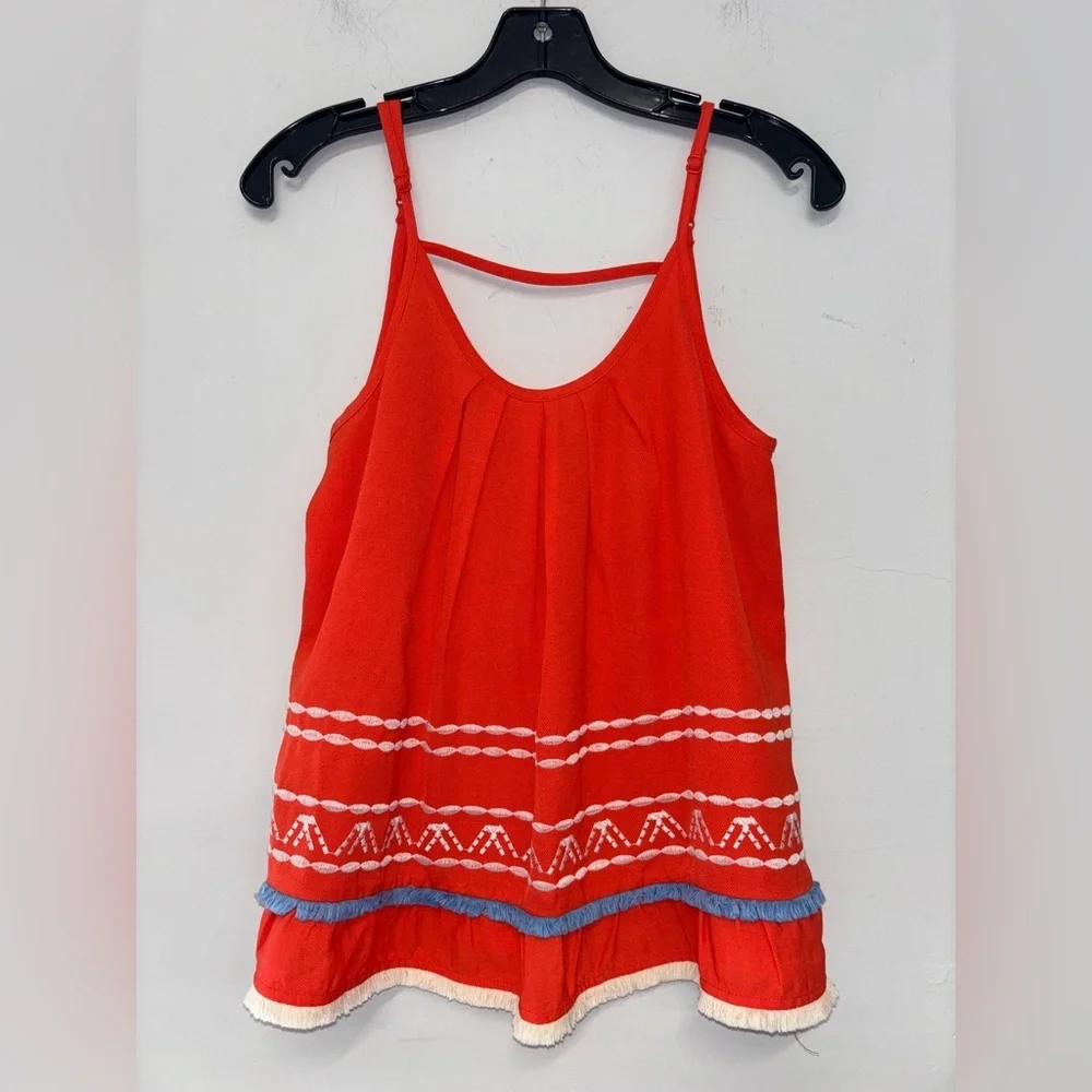 THML Boho Embroidered Sleeveless Red Top Size Small - Picture 1 of 5